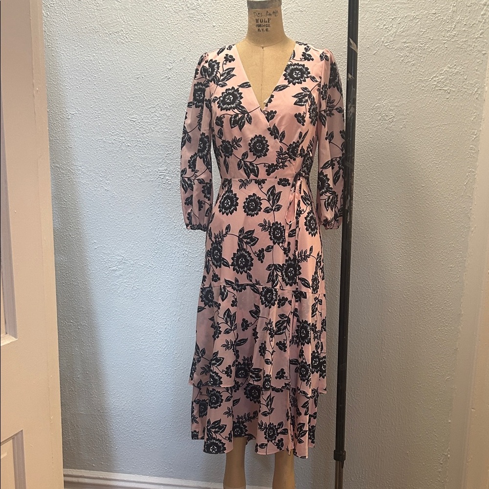NWOT Eliza J faux wrap midi dress